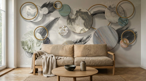 Design SL0232 — Papier peint Art Déco Éventails et Or - Collection 2 — Novomur