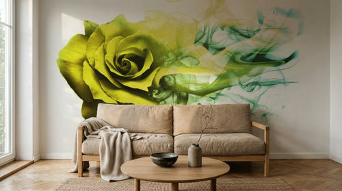 Design SL0269 — Papier peint Rose jaune fumee coloree abstrait — Novomur