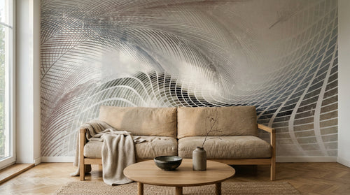Design SL0700 — Papier peint Vagues lignes spirale fluide gris — Novomur