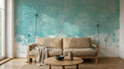 Design ZX0122 — Papier peint Pissenlits noirs ciel turquoise nuages — Novomur