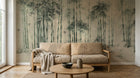 Design ZX0147 — Papier peint Foret bambous oiseaux fond beige chinois — Novomur
