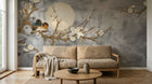 Design ZX0250 — Papier peint Branches dorees fleurs blanches lune chinois — Novomur