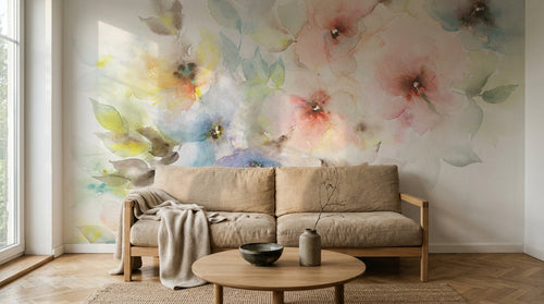 Design ZX0340 — Papier peint Bouquet floral multicolore lumineux — Novomur