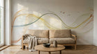 Design ZX0489 — Papier peint Vagues fluides multicolores oiseaux marbre — Novomur