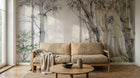 Design ZX0530 — Papier peint Foret bambous aquarelle beige — Novomur