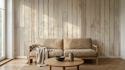 Design A0082 — Papier peint Bois Rustique Blanchi — Novomur