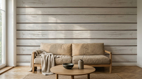 Design A0084 — Papier peint Bois Rustique Blanchi — Novomur