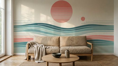 Design A0176 — Papier peint Paysage Montagne Minimaliste - Collection 2 — Novomur