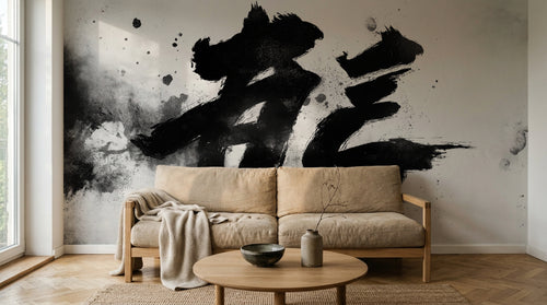 Design A0191 — Papier peint Asie Encre Noire Pagode — Novomur