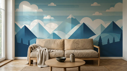 Design A0232 — Papier peint Paysage Montagne Minimaliste - Collection 2 — Novomur