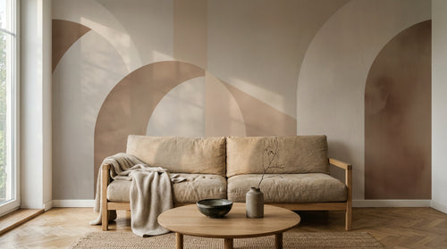 Design A0281 — Papier peint Art Abstrait Bauhaus Beige - Collection 2 — Novomur