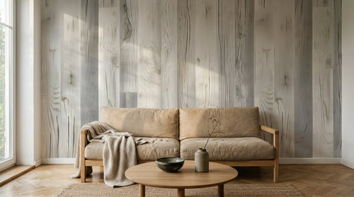 Design A0335 — Papier peint Bois Rustique Blanchi — Novomur