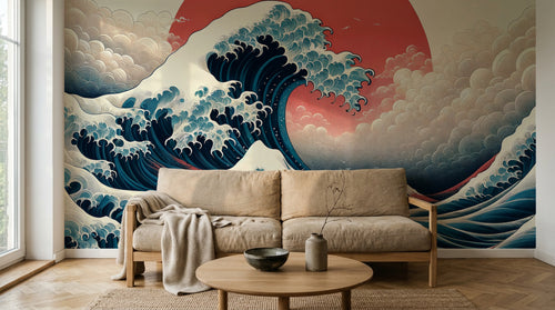 Design A0382 — Papier peint Mont Fuji et Hokusai — Novomur