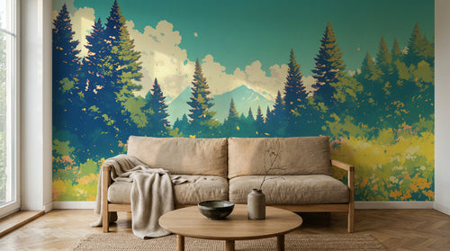 Design A0446 — Papier peint Forêt Pins et Sapins - Collection 2 — Novomur