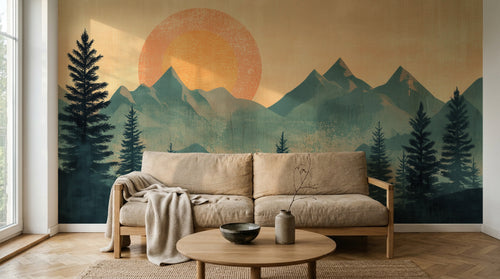 Design A0448 — Papier peint Paysage Montagne Minimaliste - Collection 1 — Novomur