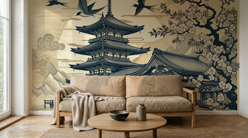 Design A0579 — Papier peint Mont Fuji et Hokusai — Novomur