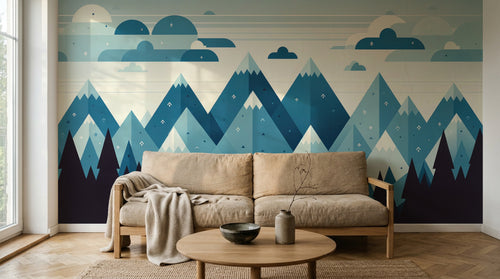 Design A0592 — Papier peint Paysage Montagne Minimaliste - Collection 2 — Novomur