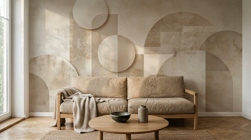 Design A0895 — Papier peint Art Abstrait Bauhaus Beige - Collection 1 — Novomur