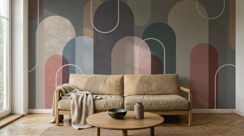 Design C0880 — Papier peint Art Abstrait Bauhaus Beige - Collection 1 — Novomur