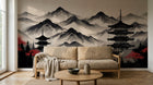 Design F0171 — Papier peint Asie Encre Noire Pagode — Novomur