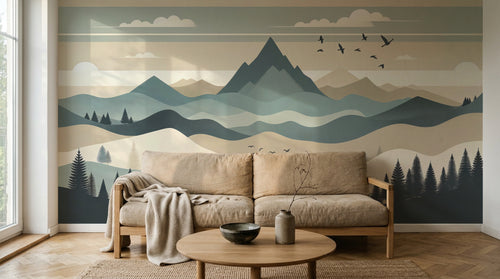 Design F0632 — Papier peint Paysage Montagne Minimaliste - Collection 2 — Novomur