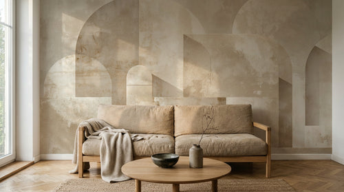 Design F0736 — Papier peint Art Abstrait Bauhaus Beige - Collection 1 — Novomur