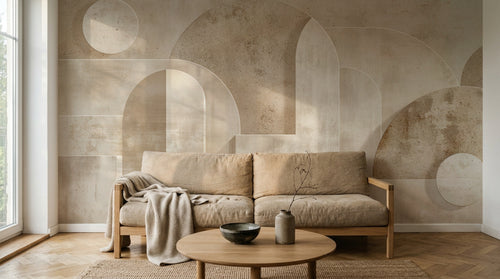 Design F0737 — Papier peint Art Abstrait Bauhaus Beige - Collection 1 — Novomur