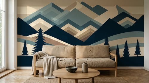 Design F0866 — Papier peint Paysage Montagne Minimaliste - Collection 2 — Novomur