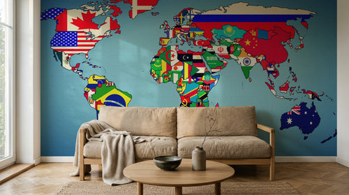Design SD0368 — Papier peint Carte du Monde — Novomur