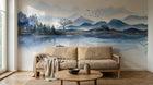 Design SD0489 — Papier peint Asie Encre Bleue — Novomur