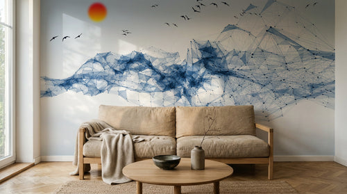 Design SK0162 — Papier peint Asie Encre Bleue — Novomur