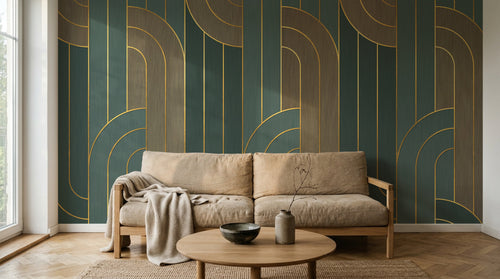 Design SK0975 — Papier peint Art Abstrait Bauhaus Beige - Collection 1 — Novomur