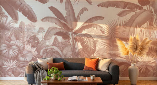 Design A0034 — Papier peint Palmier Tropical Vintage Sépia — Novomur