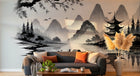 Design A0040 — Papier peint Asie Encre Noire Pagode — Novomur