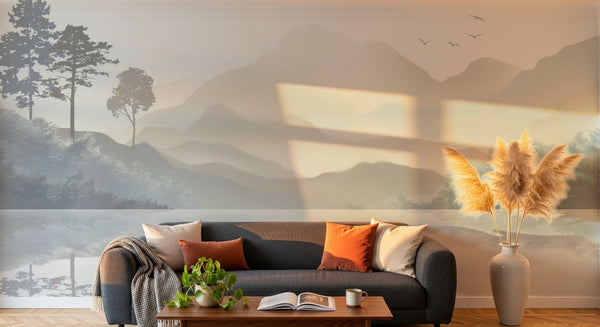 variant:A0085 | salon_06_golden_hour已做 — Toile Contemporaine Sable — papier peint Novomur