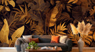 Design A0132 — Papier peint Palmier Tropical Doré Luxe - Collection 2 — Novomur
