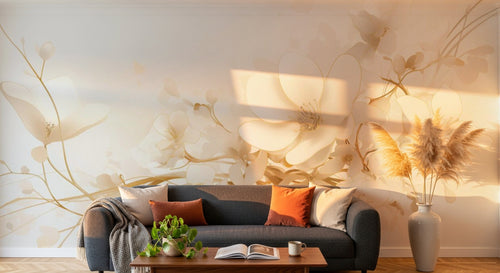 Papier peint Floral Ivoire - Sur mesure - Design A0150