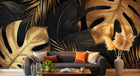 Design A0153 — Papier peint Palmier Tropical Doré Luxe - Collection 2 — Novomur