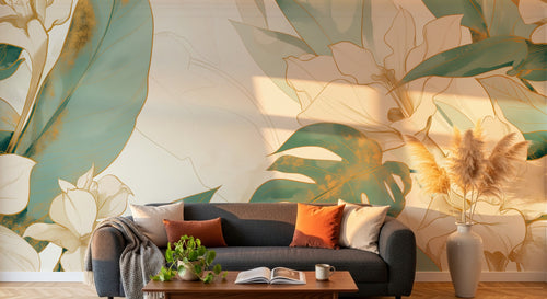 Design A0313 — Papier peint Palmier Tropical Vert - Collection 3 — Novomur