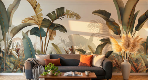 Design A0331 — Papier peint Jungle Tropicale Dense Aquarelle — Novomur