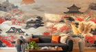 Design A0577 — Papier peint Asie Encre Noire Pagode — Novomur