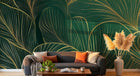 Design A0582 — Papier peint Art Déco Éventails et Or - Collection 1 — Novomur