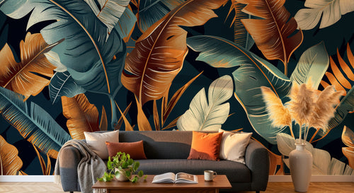 Design A0604 — Papier peint Palmier Tropical Vert - Collection 1 — Novomur