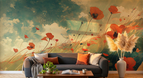Design A0675 — Papier peint Coquelicots et Fleurs Sauvages — Novomur