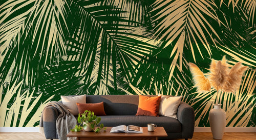 Design A0906 — Papier peint Palmier Tropical Vert - Collection 4 — Novomur