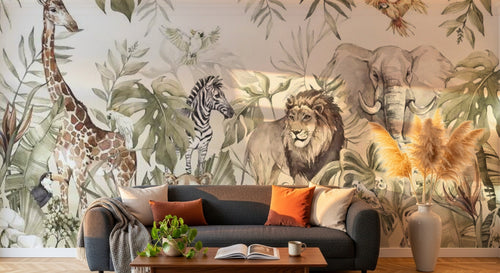Design B024 — Papier peint Safari Savane Aquarelle - Collection 2 — Novomur
