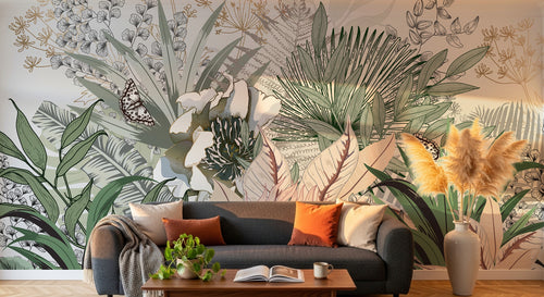 Design D0053 — Papier peint Palmier Tropical Vert - Collection 3 — Novomur