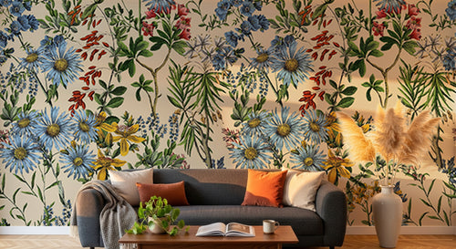 Design D0220 — Papier peint Coquelicots et Fleurs Sauvages — motif grand — Novomur