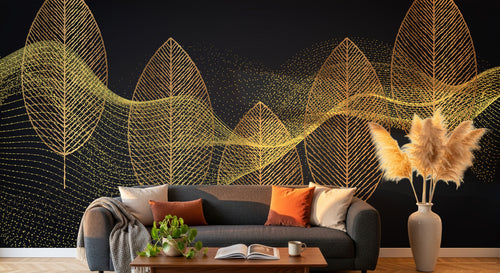 Design D0336 — Papier peint Art Déco Éventails et Or - Collection 1 — Novomur