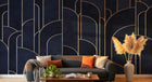 Design D0859 — Papier peint Art Déco Éventails et Or - Collection 1 — Novomur